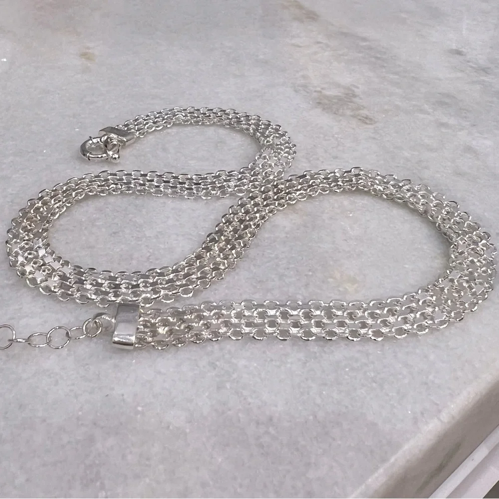 Wide Bismarck Sterling Silver Chain Necklace - Picture 4 of 8